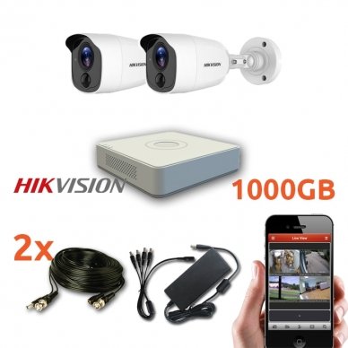 2 HD lauko/vidaus Hikvision vaizdo stebėjimo sistema, EKO6-T