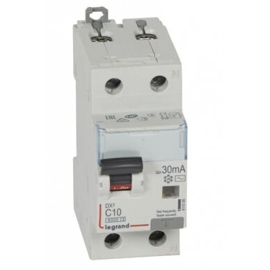 Automatinis jungiklis su srovės nuotekio rėle Legrand 411000 (10A, 1P+NR, 230V, 30mA, RCBO)