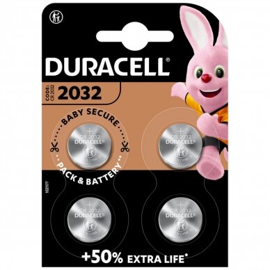 Baterija Duracell Lithium CR2032 (4 vnt.)