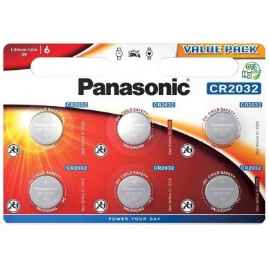 Baterija Panasonic Lithium CR2032 (6 vnt.)