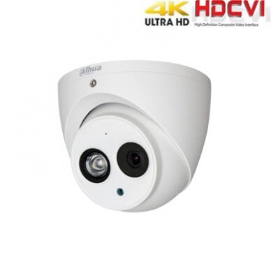 HD-CVI, TVI, AHD, CVBS kam.kupolinė 8MP, LXIR pašvietimas iki 50m., 1/2.7" 3.6mm, IP67, MIC