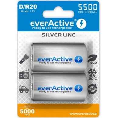 Įkraunama baterija everActive Ni-MH 5500 mAh R20 D (2 vnt.)