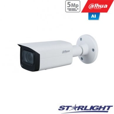 IP kam. AI 5M 2K cilindr. STARLIGHT su LXIR iki 60m, 5MP(2592 × 1944) 1~20fps, 2.7mm–13.5mm,H.265+